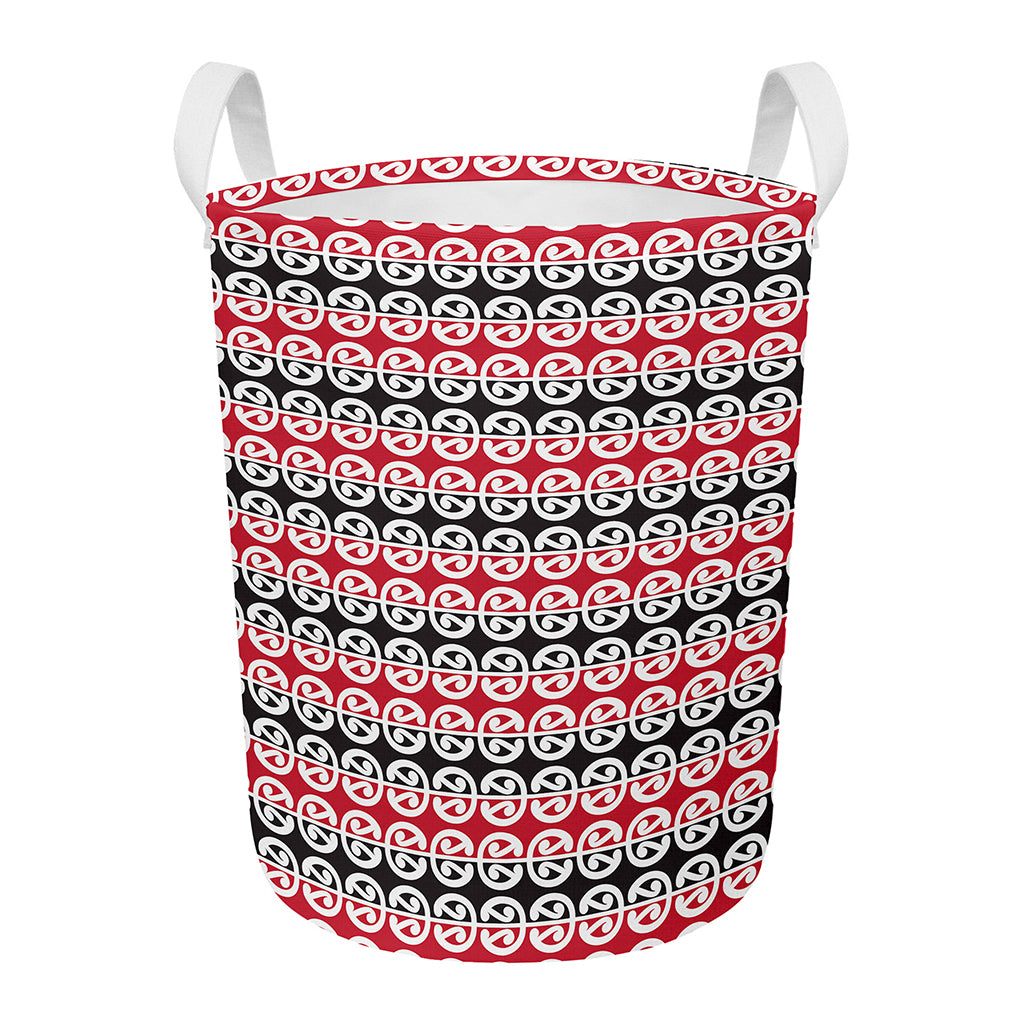 Maori Kowhaiwhai Pattern Print Round Laundry Basket