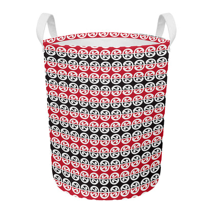 Maori Kowhaiwhai Pattern Print Round Laundry Basket