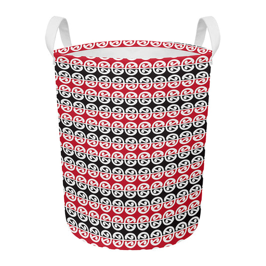 Maori Kowhaiwhai Pattern Print Round Laundry Basket