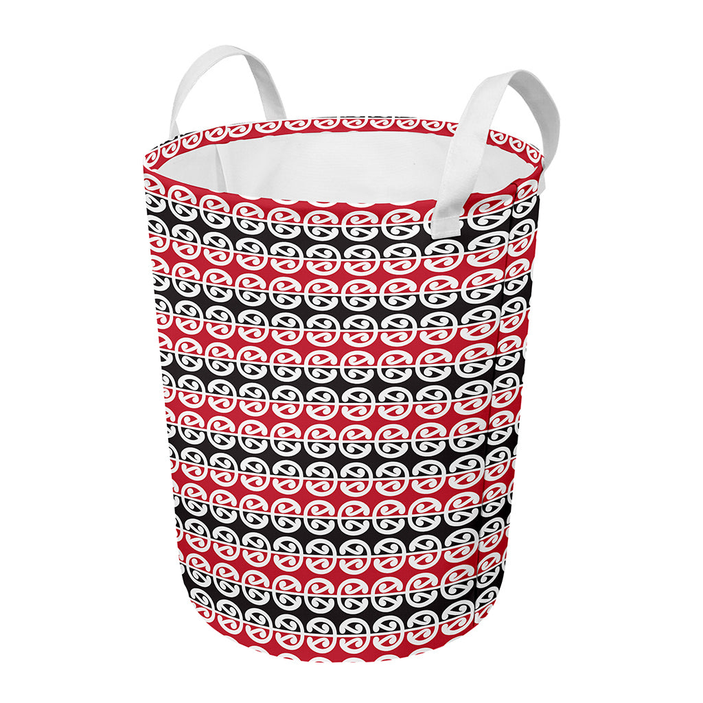 Maori Kowhaiwhai Pattern Print Round Laundry Basket
