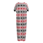 Maori Kowhaiwhai Pattern Print Short Sleeve Long Nightdress