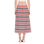 Maori Kowhaiwhai Pattern Print Side Slit Midi Skirt