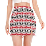 Maori Kowhaiwhai Pattern Print Side Slit Mini Skirt