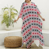 Maori Kowhaiwhai Pattern Print Silk V-Neck Kaftan Dress