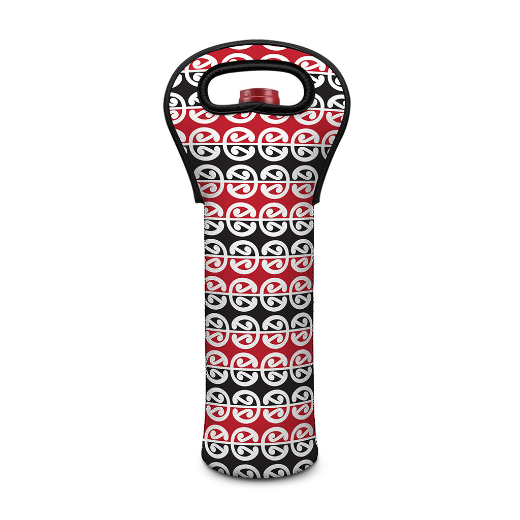 Maori Kowhaiwhai Pattern Print Single Neoprene Wine Tote