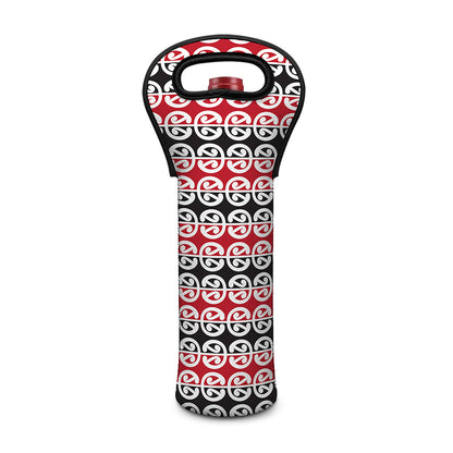 Maori Kowhaiwhai Pattern Print Single Neoprene Wine Tote