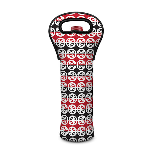 Maori Kowhaiwhai Pattern Print Single Neoprene Wine Tote