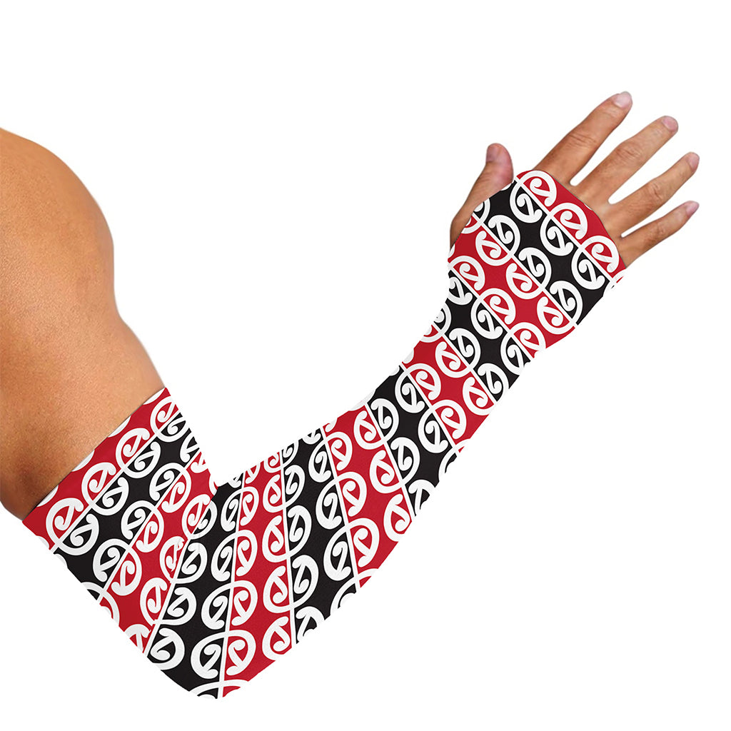 Maori Kowhaiwhai Pattern Print Sun Protection Arm Sleeves