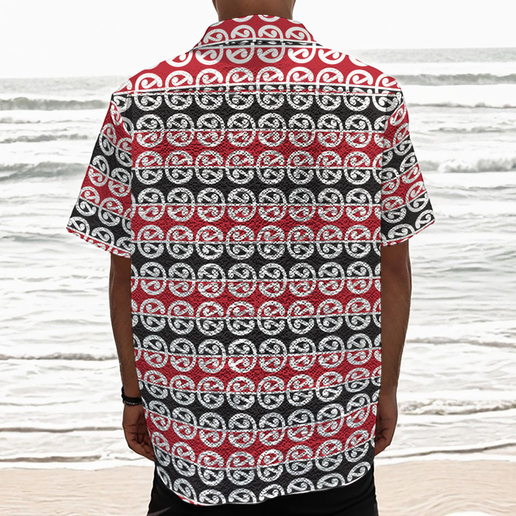 Maori Kowhaiwhai Pattern Print Textured Short Sleeve Shirt