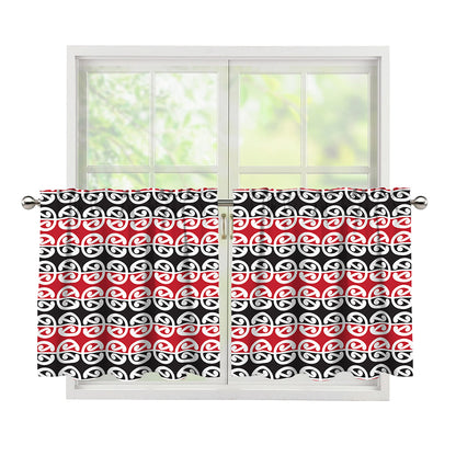Maori Kowhaiwhai Pattern Print Tier Curtains