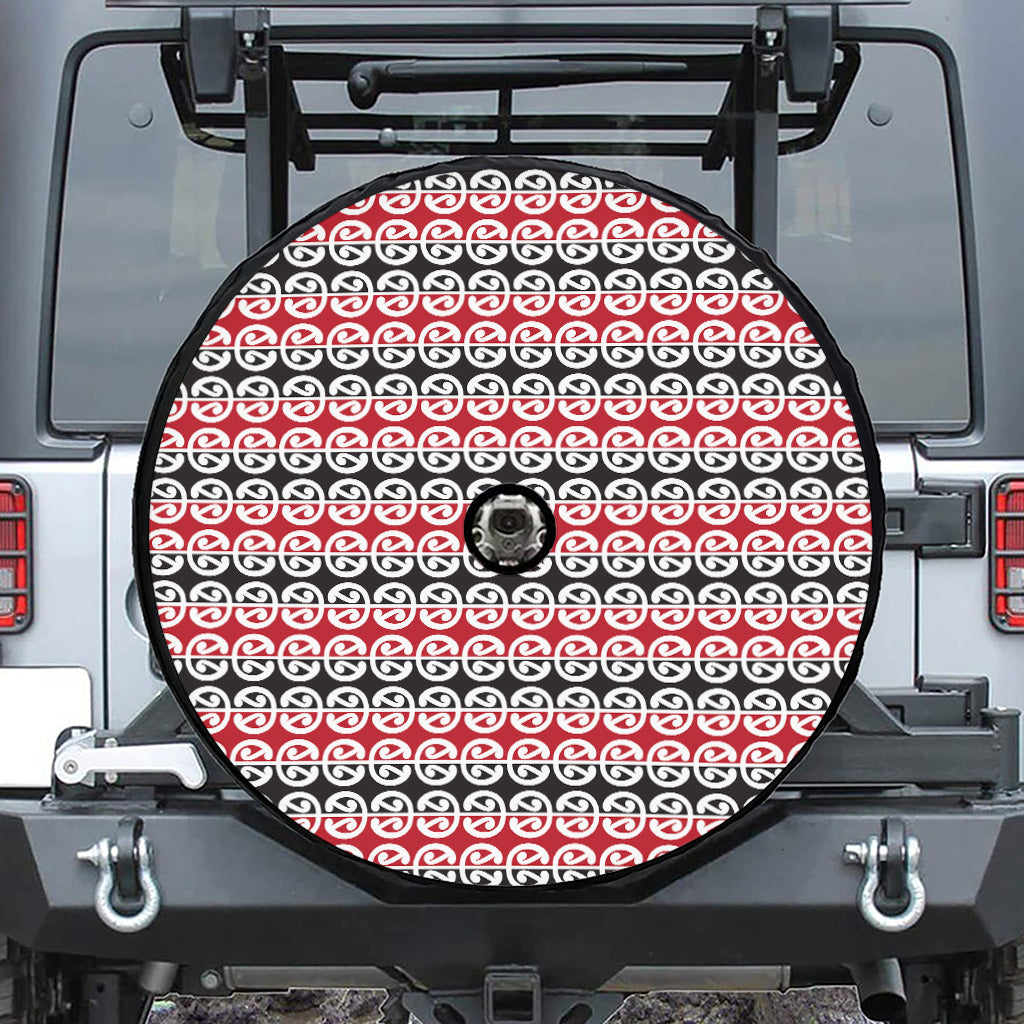 Maori Kowhaiwhai Pattern Print Tire Cover With Camera Hole