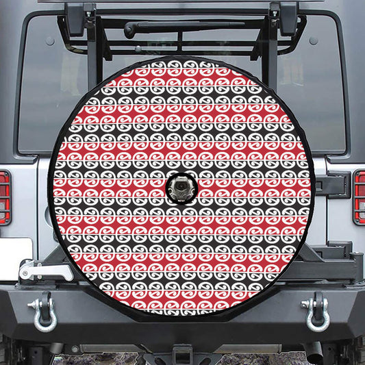 Maori Kowhaiwhai Pattern Print Tire Cover With Camera Hole