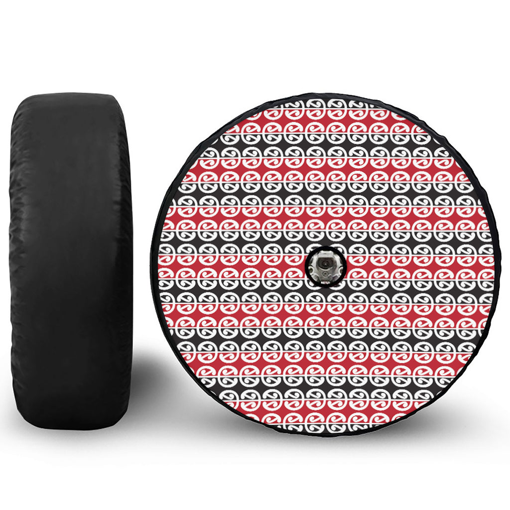 Maori Kowhaiwhai Pattern Print Tire Cover With Camera Hole
