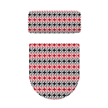Maori Kowhaiwhai Pattern Print Toilet Lid And Tank Cover Set