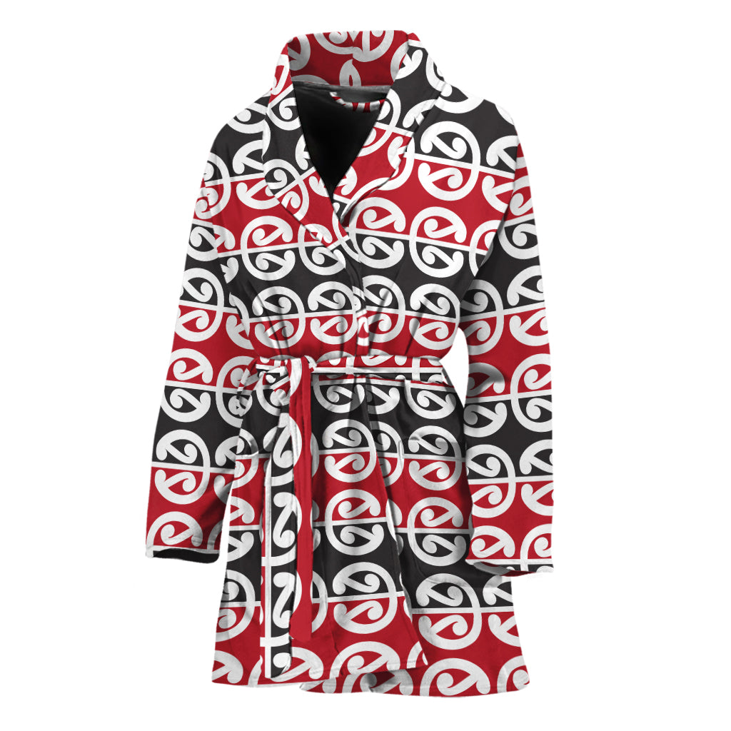 Maori Kowhaiwhai Pattern Print Women's Bathrobe