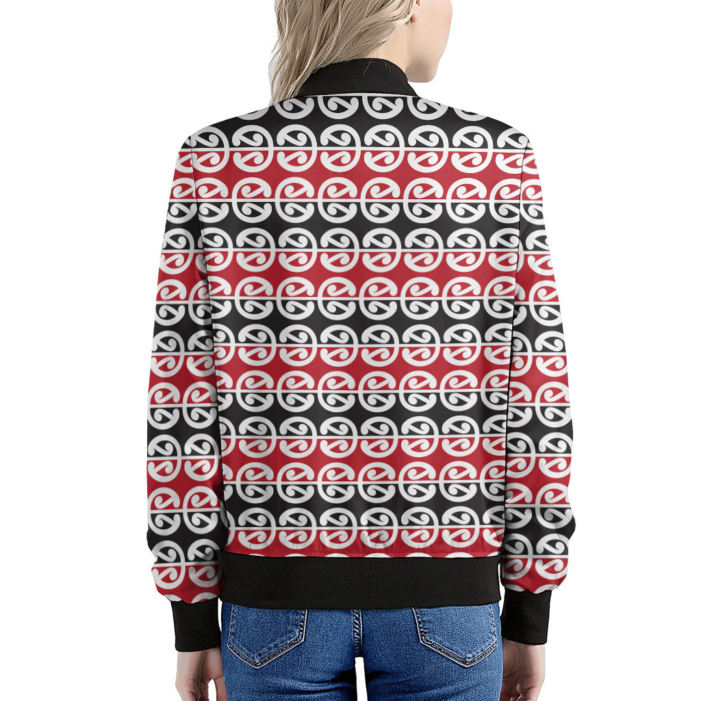 Maori Kowhaiwhai Pattern Print Women's Bomber Jacket