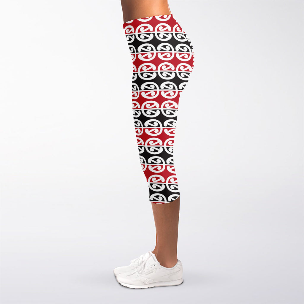 Maori Kowhaiwhai Pattern Print Women's Capri Leggings