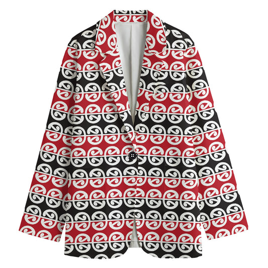 Maori Kowhaiwhai Pattern Print Women's Cotton Blazer