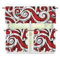 Maori Kowhaiwhai Tribal Polynesian Print 3 Piece Kitchen Curtains