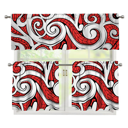 Maori Kowhaiwhai Tribal Polynesian Print 3 Piece Kitchen Curtains