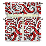 Maori Kowhaiwhai Tribal Polynesian Print 3 Piece Kitchen Curtains