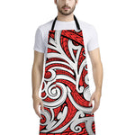 Maori Kowhaiwhai Tribal Polynesian Print Bib Apron With Pocket