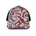 Maori Kowhaiwhai Tribal Polynesian Print Black Mesh Trucker Hat