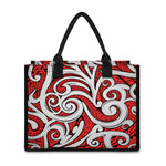 Maori Kowhaiwhai Tribal Polynesian Print Canvas Tote Bag