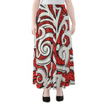 Maori Kowhaiwhai Tribal Polynesian Print Chiffon Maxi Skirt