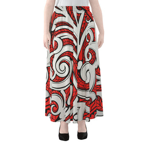 Maori Kowhaiwhai Tribal Polynesian Print Chiffon Maxi Skirt