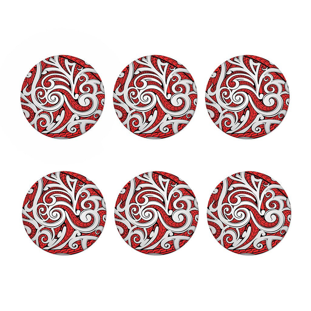 Maori Kowhaiwhai Tribal Polynesian Print Coaster Set