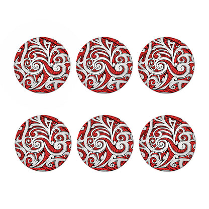 Maori Kowhaiwhai Tribal Polynesian Print Coaster Set