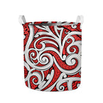 Maori Kowhaiwhai Tribal Polynesian Print Collapsible Laundry Basket