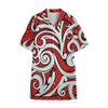 Maori Kowhaiwhai Tribal Polynesian Print Cotton Hawaiian Shirt