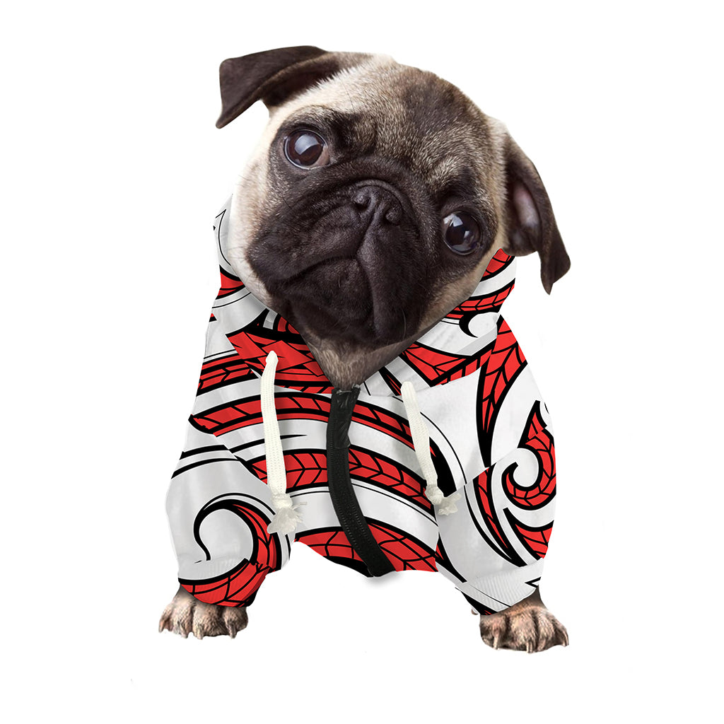 Maori Kowhaiwhai Tribal Polynesian Print Dog Zip Up Hoodie