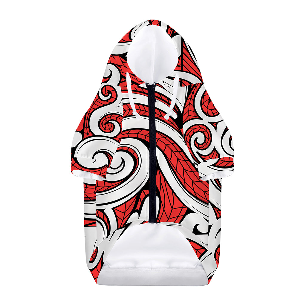 Maori Kowhaiwhai Tribal Polynesian Print Dog Zip Up Hoodie