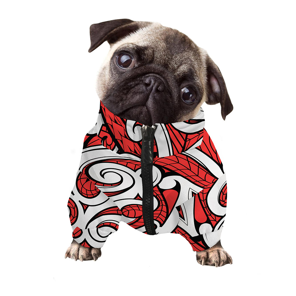 Maori Kowhaiwhai Tribal Polynesian Print Dog Zip Up Jacket