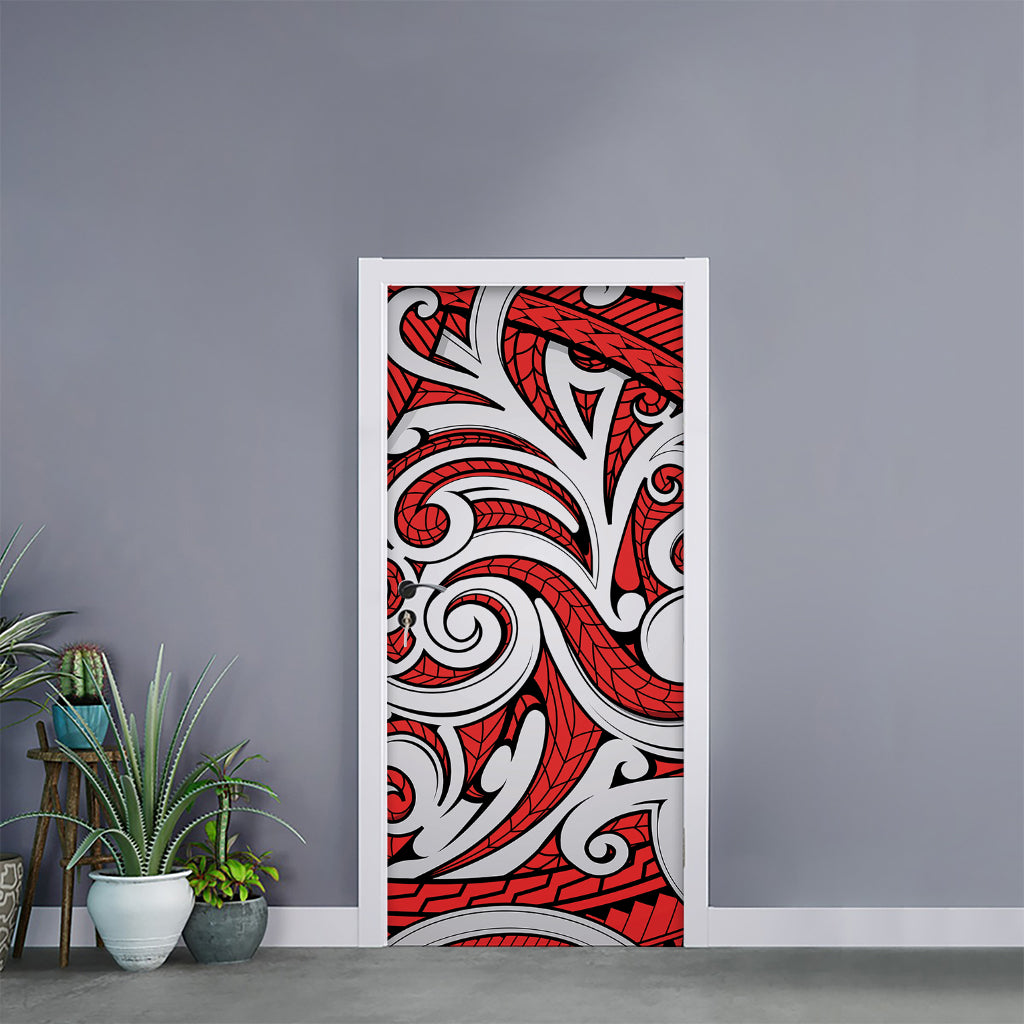 Maori Kowhaiwhai Tribal Polynesian Print Door Sticker