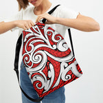 Maori Kowhaiwhai Tribal Polynesian Print Drawstring Backpack