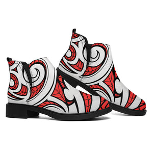 Maori Kowhaiwhai Tribal Polynesian Print Flat Ankle Boots