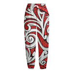 Maori Kowhaiwhai Tribal Polynesian Print Fleece Lined Knit Pants