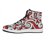 Maori Kowhaiwhai Tribal Polynesian Print High Top Leather Sneakers