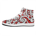 Maori Kowhaiwhai Tribal Polynesian Print High Top Leather Sneakers