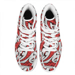Maori Kowhaiwhai Tribal Polynesian Print High Top Leather Sneakers
