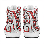Maori Kowhaiwhai Tribal Polynesian Print High Top Leather Sneakers