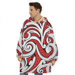 Maori Kowhaiwhai Tribal Polynesian Print Hoodie Blanket