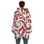 Maori Kowhaiwhai Tribal Polynesian Print Hoodie Blanket