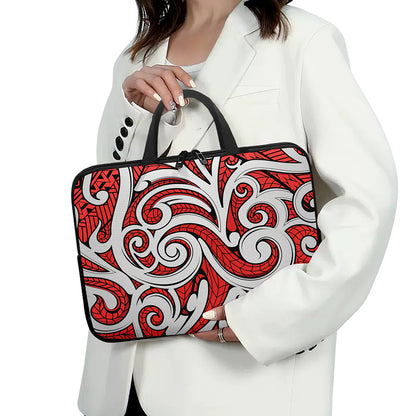 Maori Kowhaiwhai Tribal Polynesian Print Laptop Sleeve With Handle