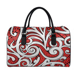 Maori Kowhaiwhai Tribal Polynesian Print Leather Duffle Bag