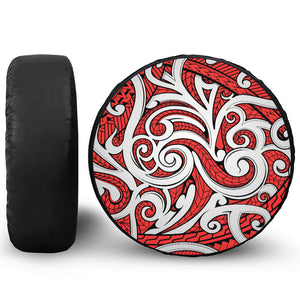 Maori Kowhaiwhai Tribal Polynesian Print Leather Spare Tire Cover